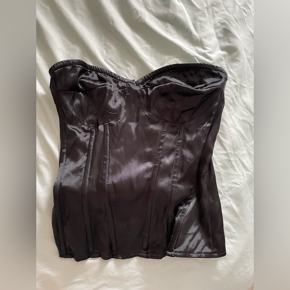 Corset black silk top with wiring